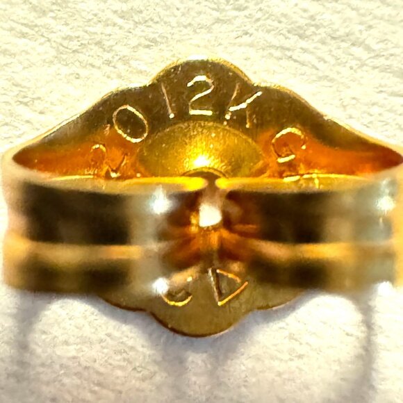 Vintage 14K Gold Post 12K Gold Fill Love Heart Ruby Stone Pierced Earrings Gift - Picture 8 of 10